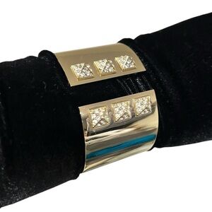 VICTORIA’S SECRET Goldtone Hinged Cuff Bracelet with Rhinestones